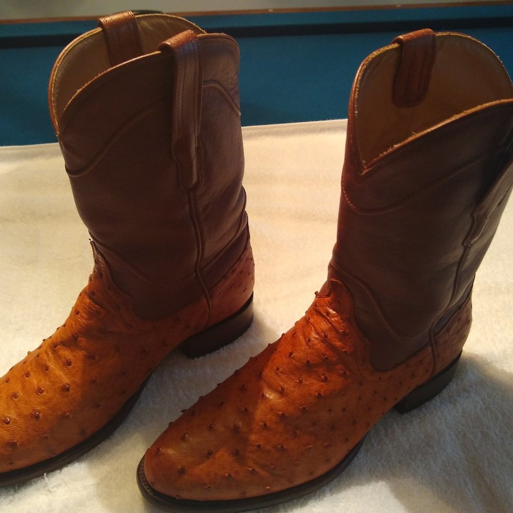 Tecovas Full Quill Ostrich Cowboy Boots (Roper)
